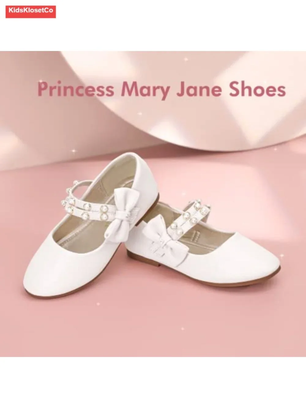 Girls Pearls Bow Ballet Flats Dress Shoes Flower Girl Wedding Party